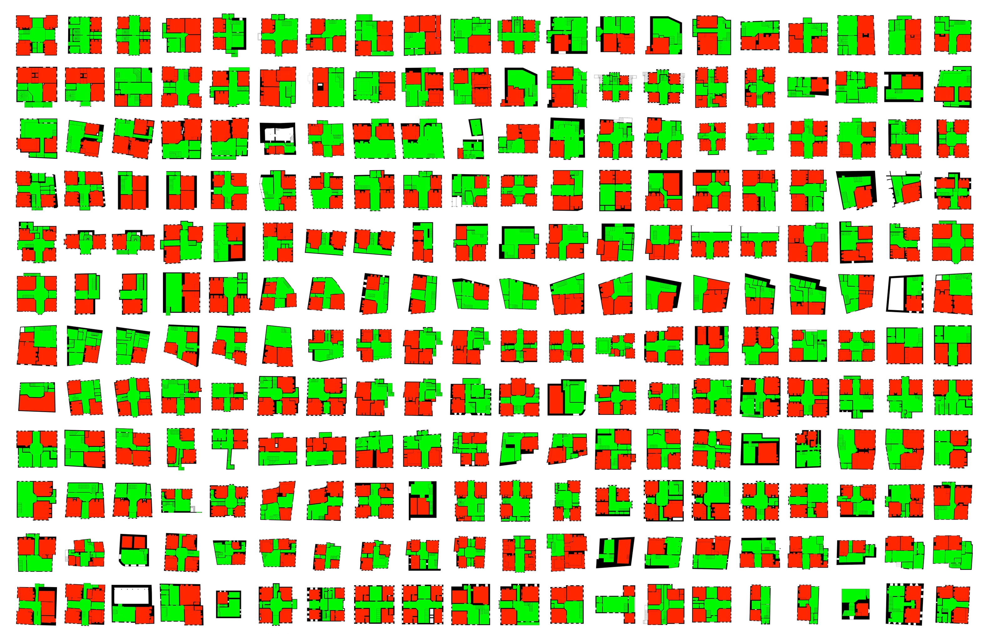 Dataset of color-coded Safranbolu house plans