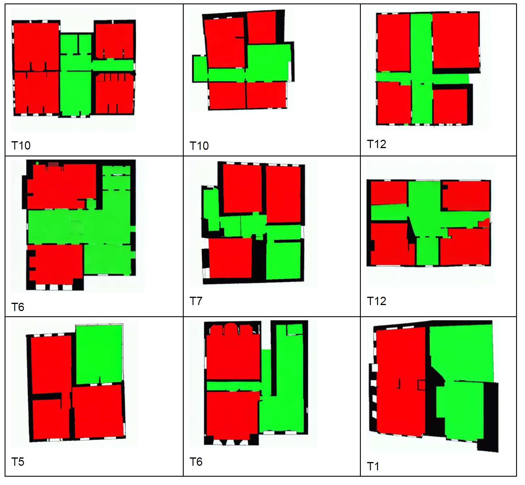 Representative classified Safranbolu house plans