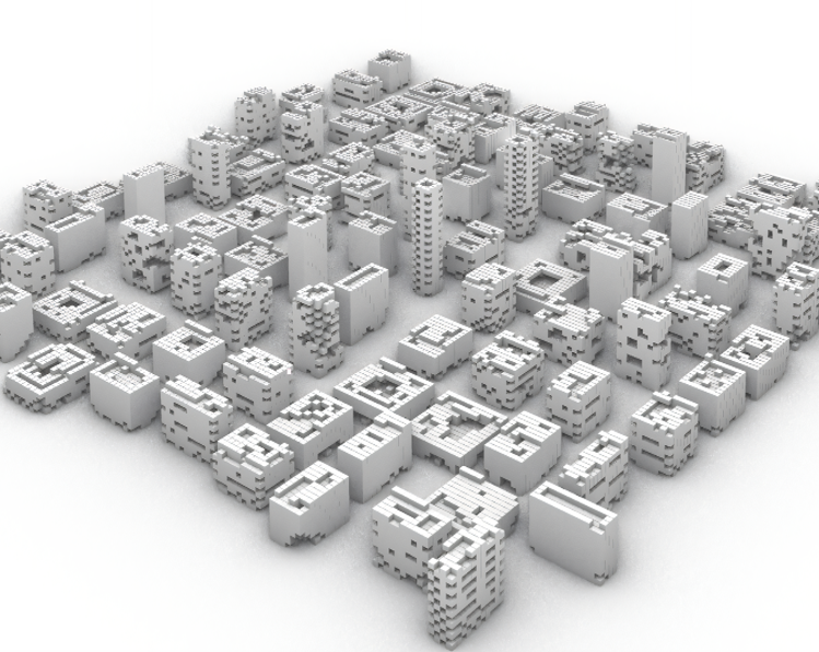 Collection of generated architectural massing models