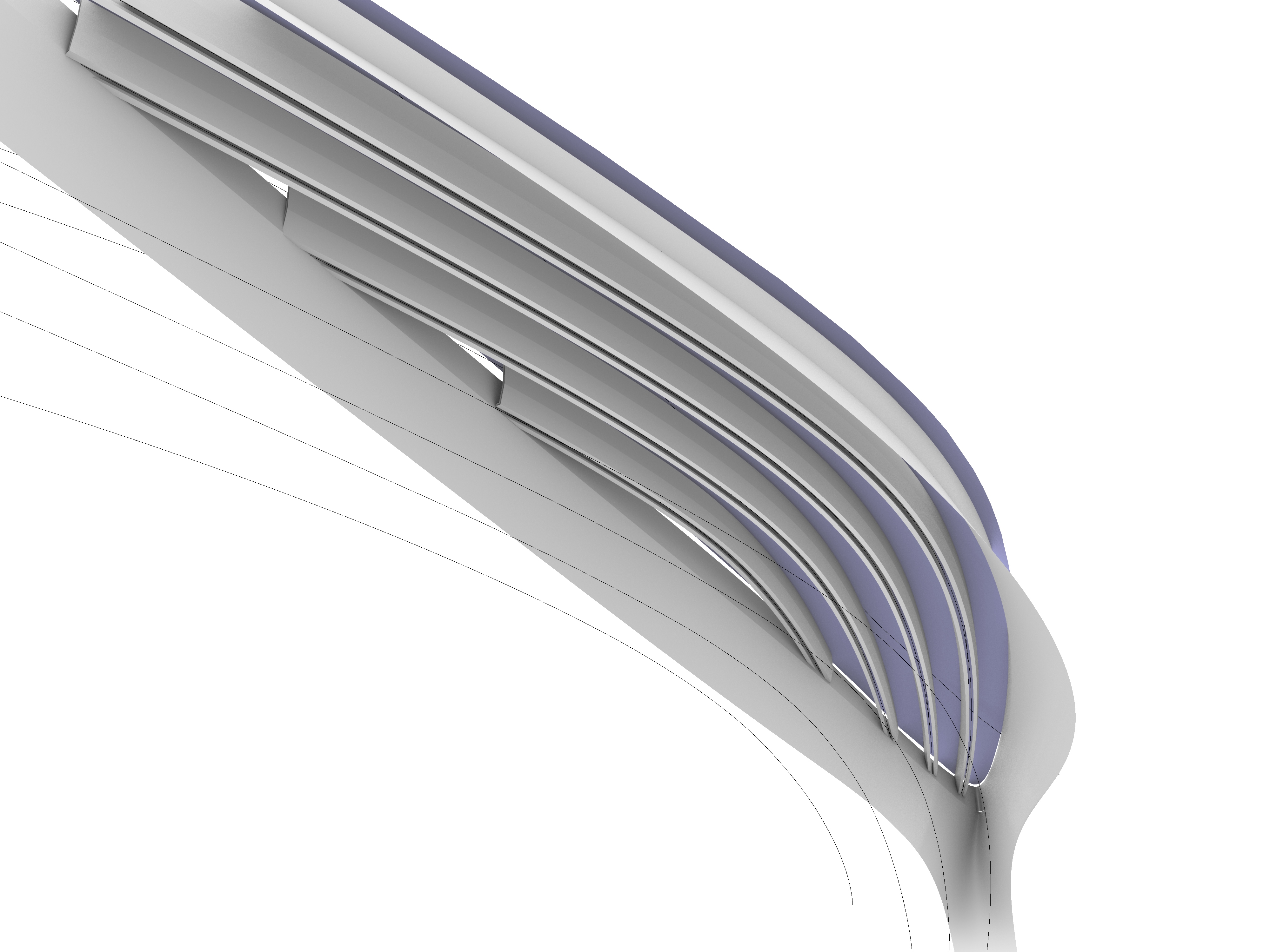 Axonometric detail of layered Central Bank of Iraq facade profiles