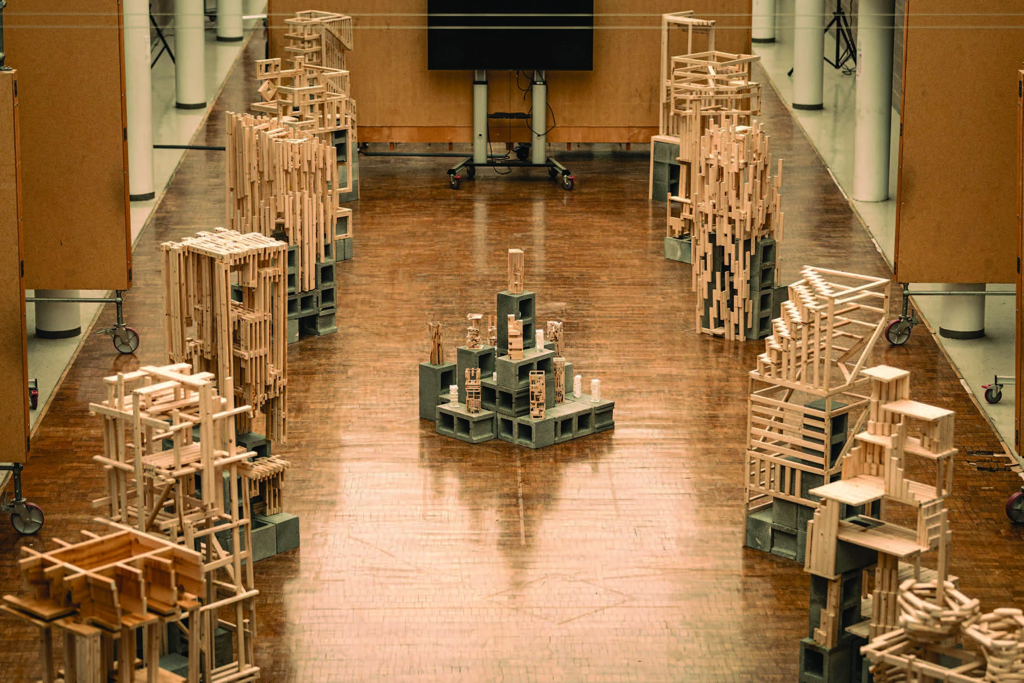 Archetype student exhibition installed in the UNC Charlotte atrium