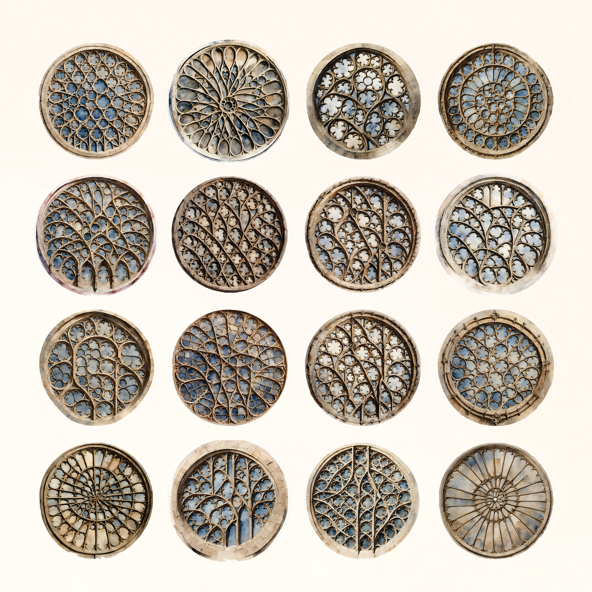 Gothic Diffusion generated rose-window studies