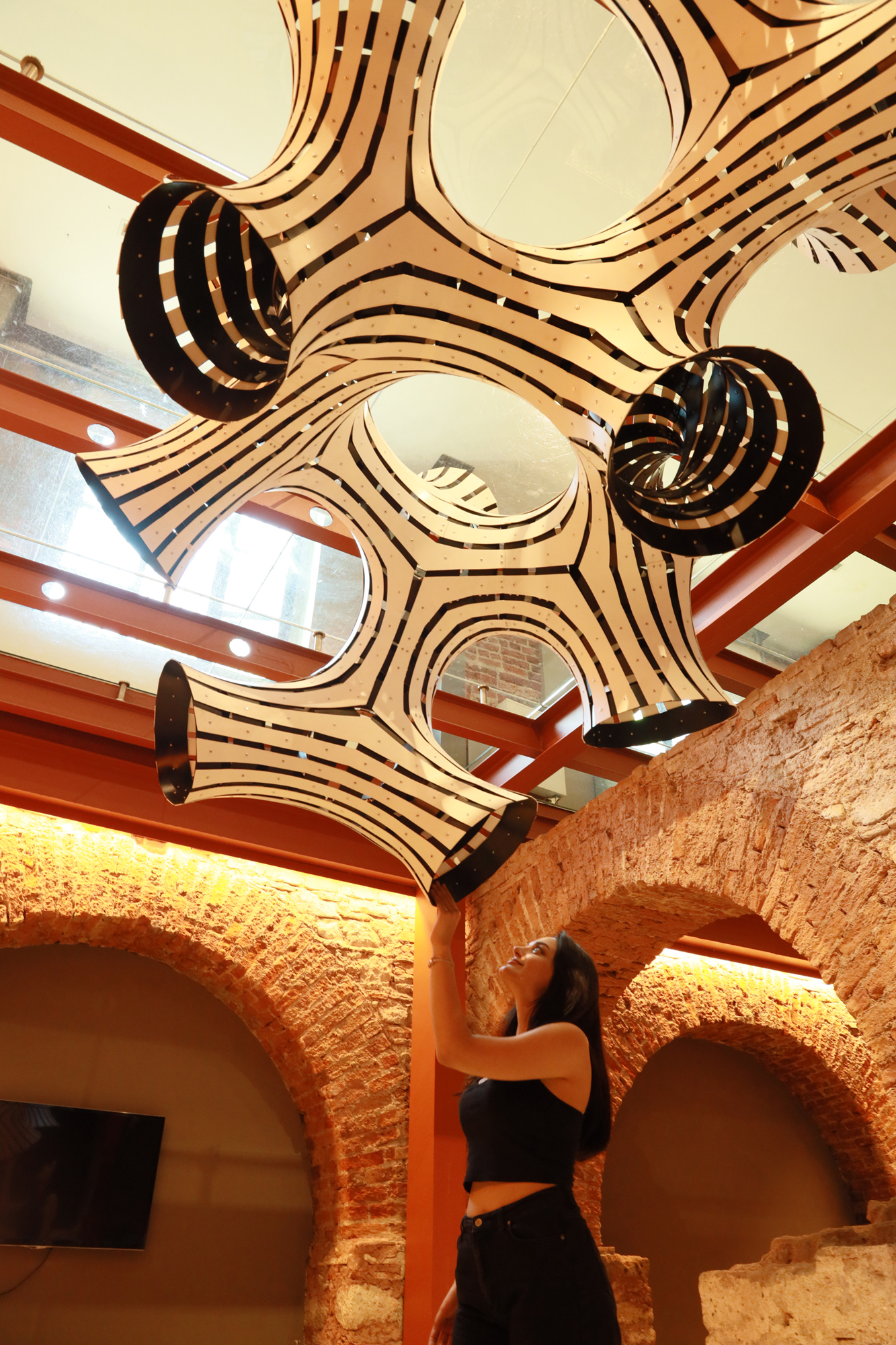 View from below the Occa installation showing its spatial scale