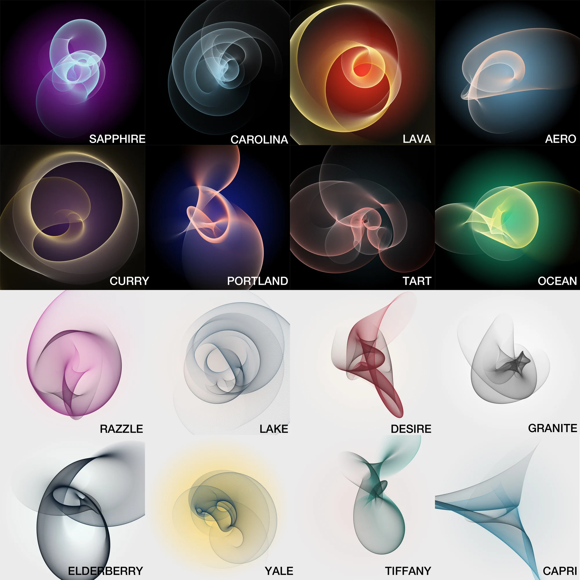 Chart of light and dark Spiromorphs color combinations