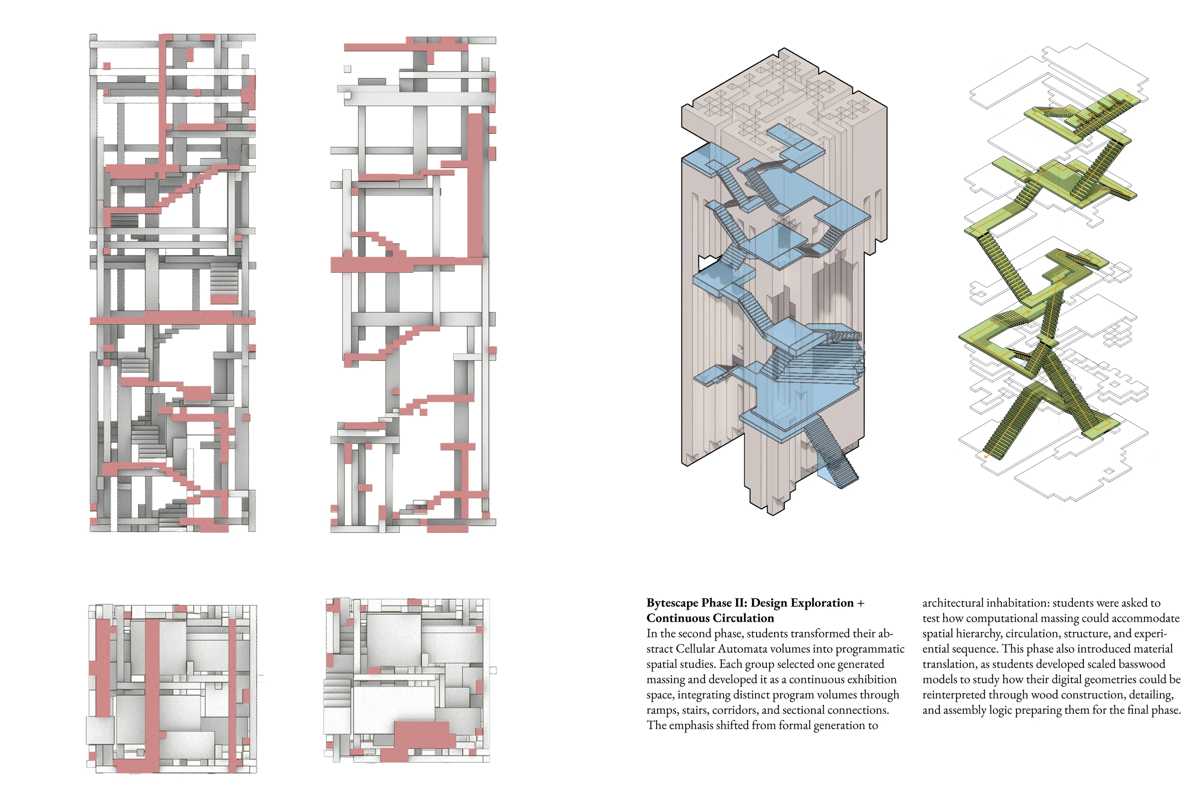 Prototype student work, Olivia Dreyfus + Mo Pirela + Kaylie Vong + Iterland Wells; Jameson Jensen + David Kushnir + Christian Richter + Agnes Rodts